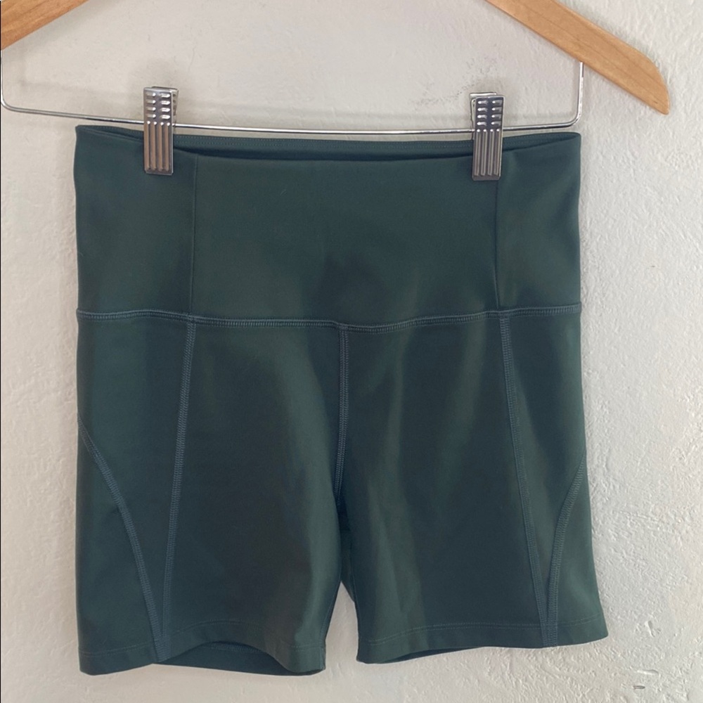 Girlfriend Collective High-Rise Bike Shorts- Teal Green- Women Sz S